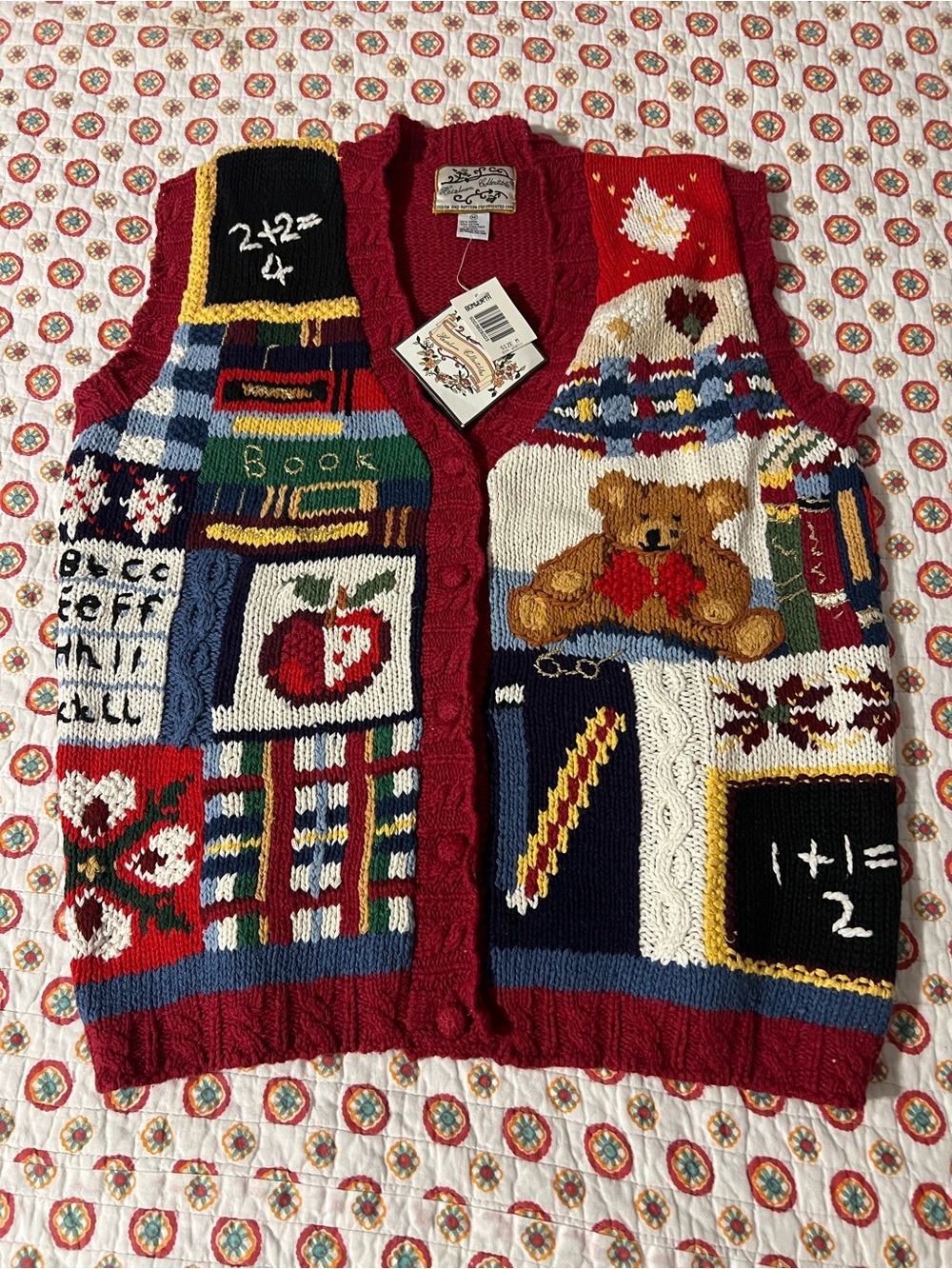 NWT Rare Vintage 90s Knit Teacher Sweater Vest size Med/large